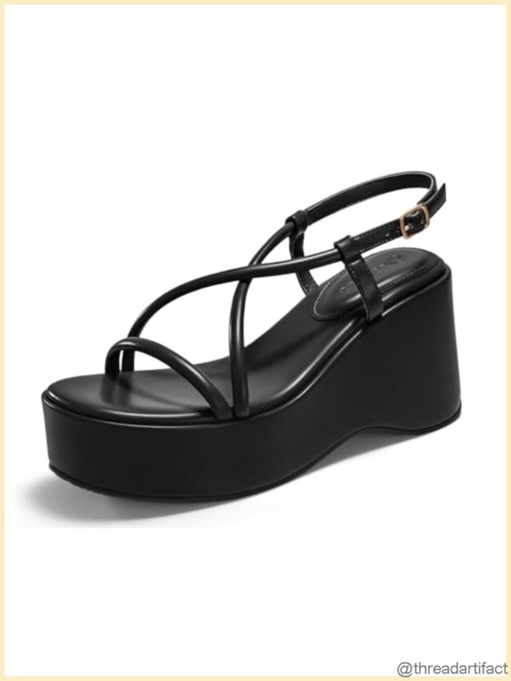 Platform Wedge Slingback Sandals Open Toe Faux Leather Summer Casual
